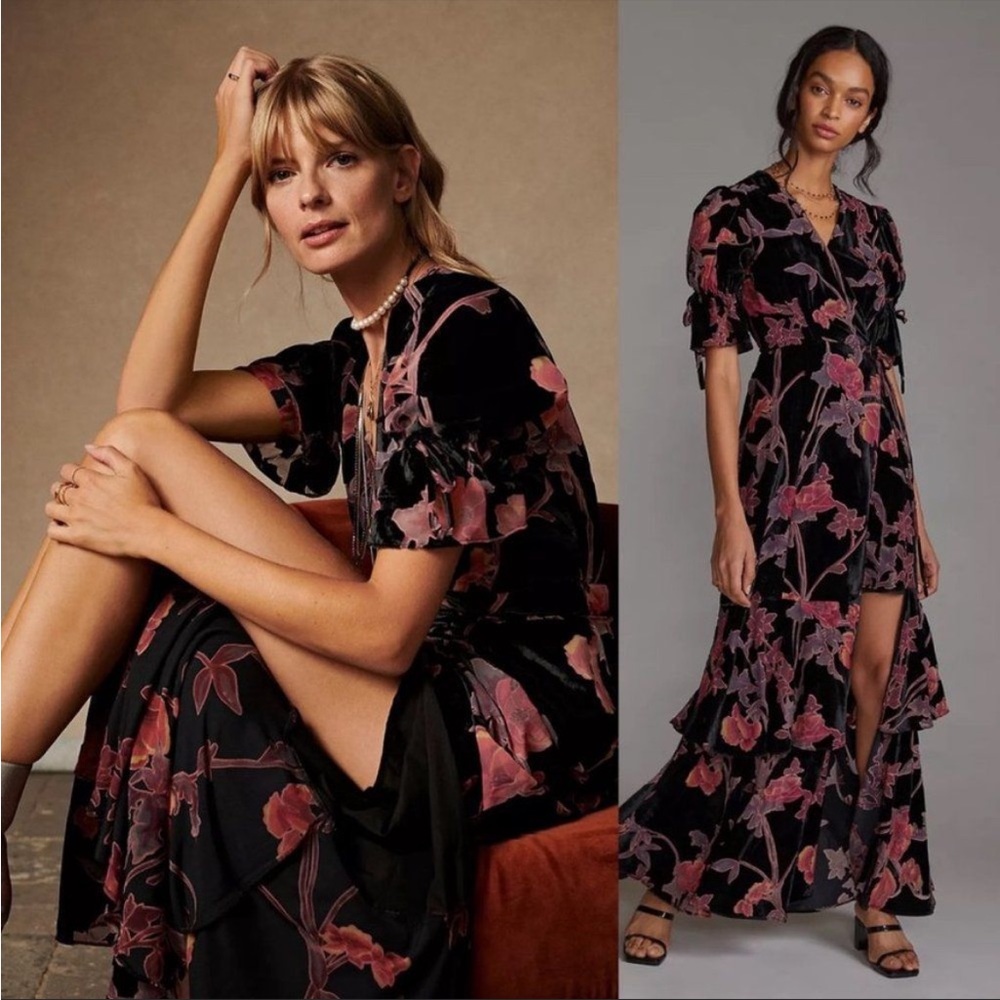 NWT Anthropologie HUTCH velvet wrap Maxi dress
HIGH LOW length